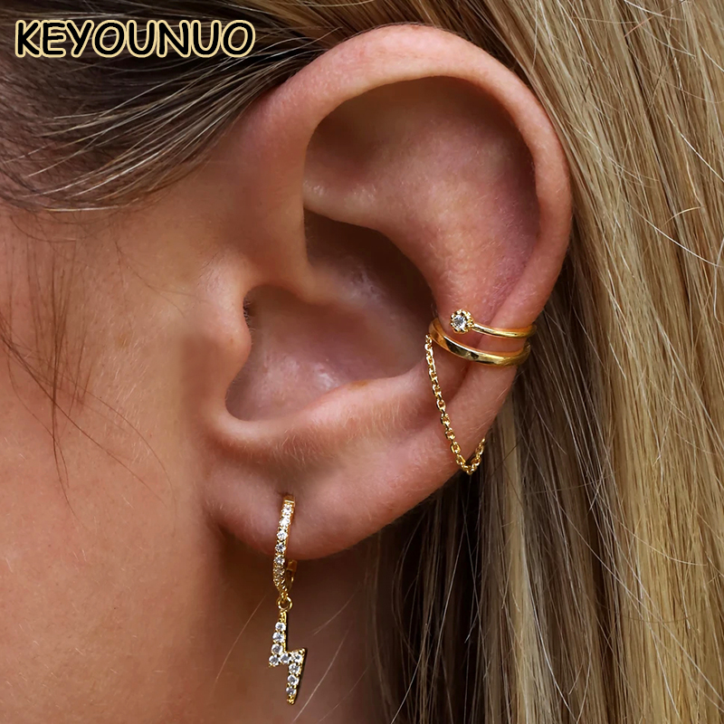 Ear Cuff No Piercing - KEYOUNUO Orecchini a clip con catena
