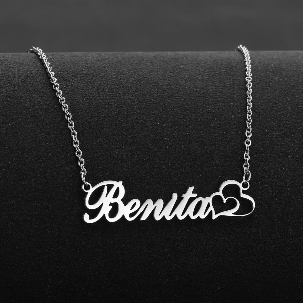 Engraved Name Necklace - Collana personalizzata con doppio cuore e