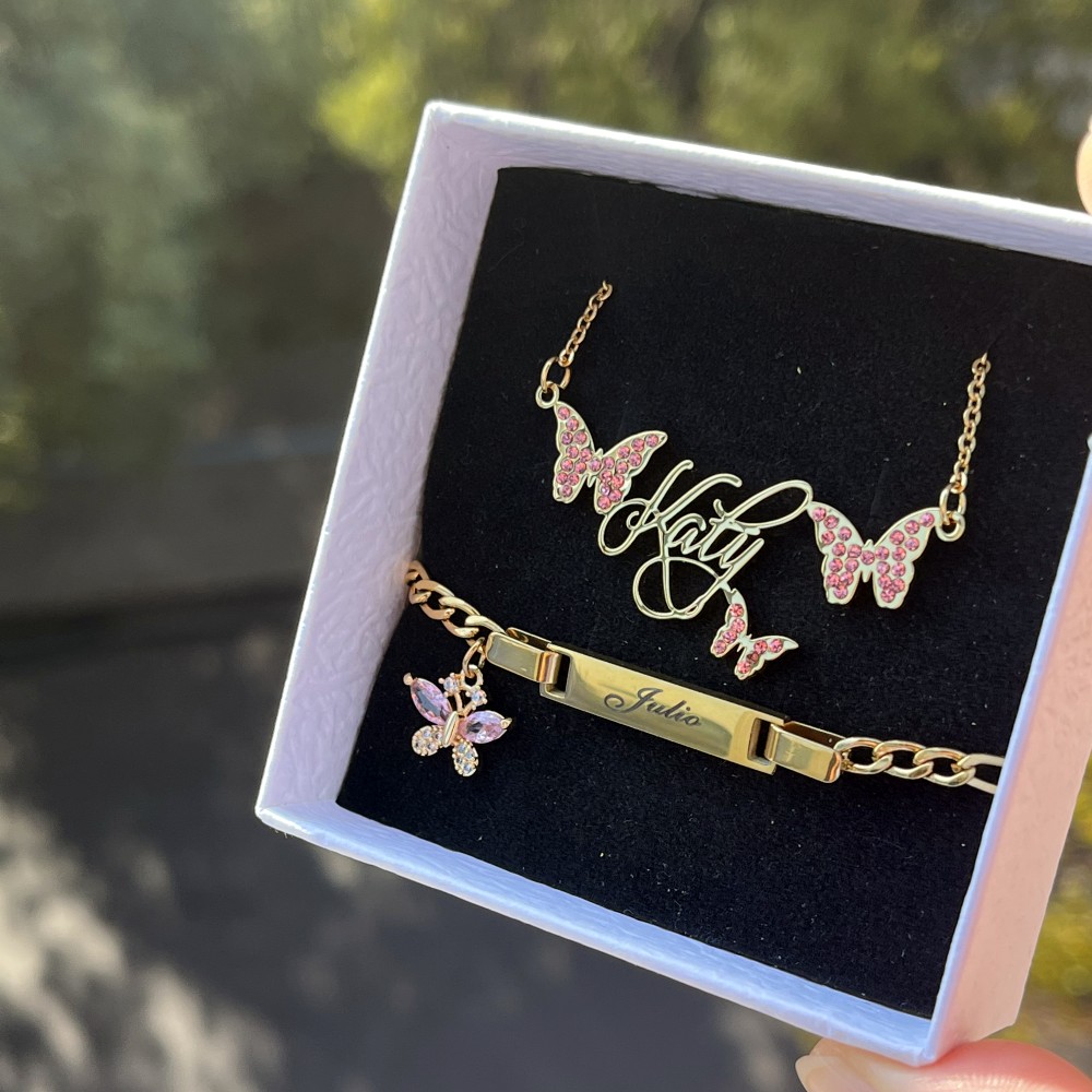 DUOYING Set di farfalle rosa p - Engraved Name Necklace recensione e prezzo