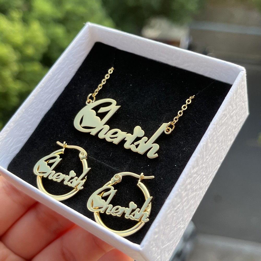 DUOYING Set di gioielli con or - Engraved Name Necklace recensione e prezzo
