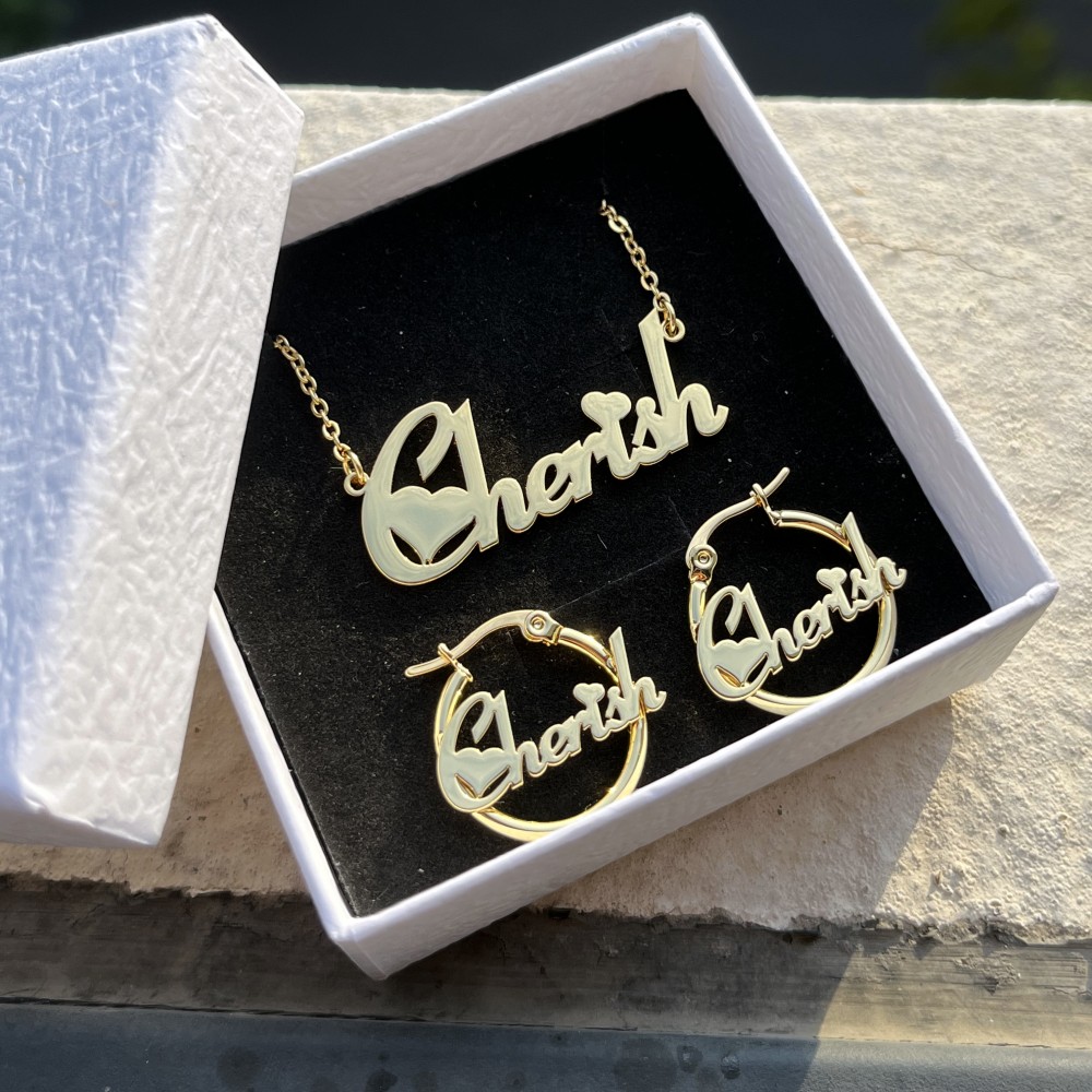 DUOYING Set di gioielli con or - Engraved Name Necklace recensione e prezzo