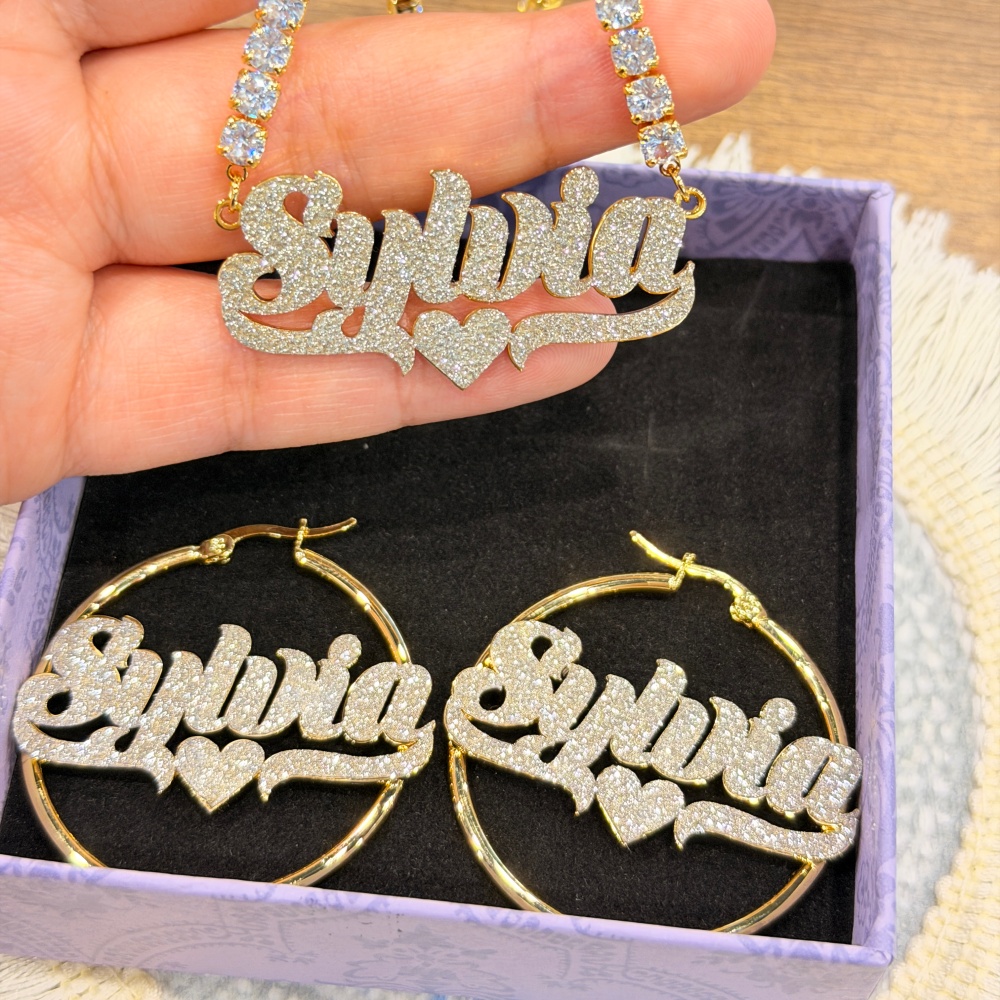 DUOYING Set di Orecchini a Cer - Engraved Name Necklace recensione e prezzo