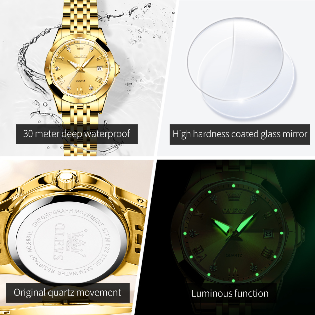 OLEVS Orologio dorato alla mod - Jewelry Watches Gold recensione e prezzo